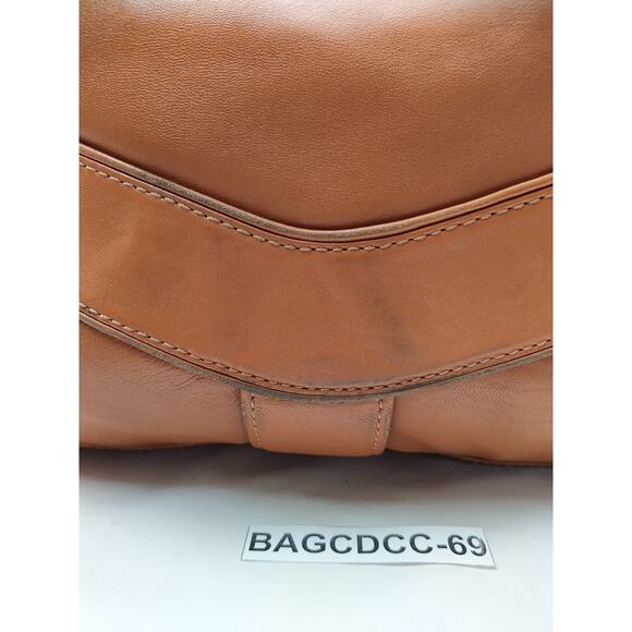 Michael Kors Jamesport Tan Brown Leather Zipper Pockets Chain Strap Shoulder Bag - Picture 4 of 16